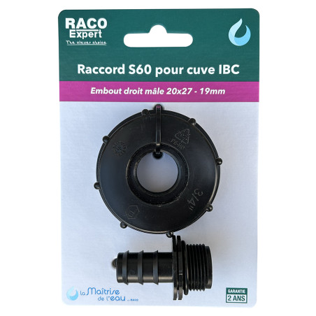 Raccord S60x6 PP / Embout cannelé diam 20 - B