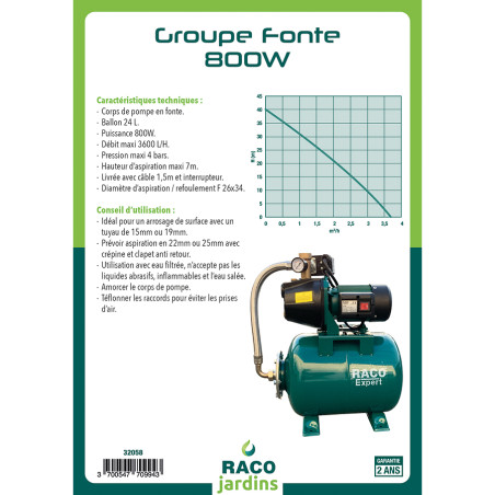 Groupe surpression fonte 800W 24L