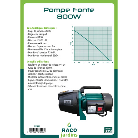 Pompe fonte 800W (GP800)