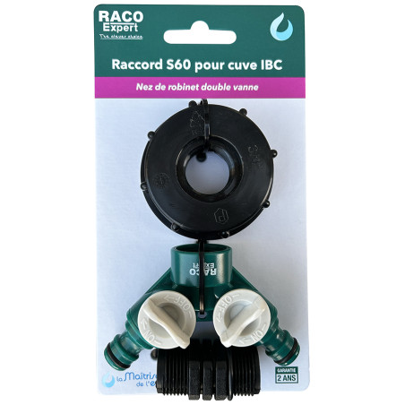 Raccord S60x6 PP / Nez rob. double vanne auto - B